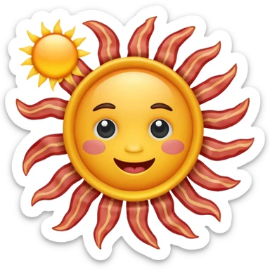 The sun rising with bacon flying everywhere sticker
