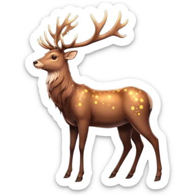 Celestial Stag emoji – full body, majestic stag with tall glowing antlers shaped like constellations, starry highlights on body, slight side angle sticker