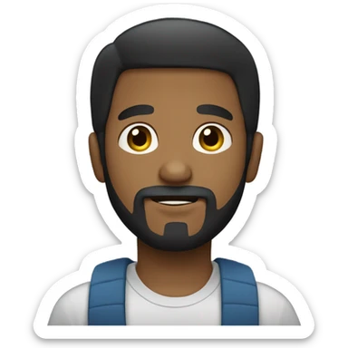 A boy with goatee beard, black hairs using his phone sticker