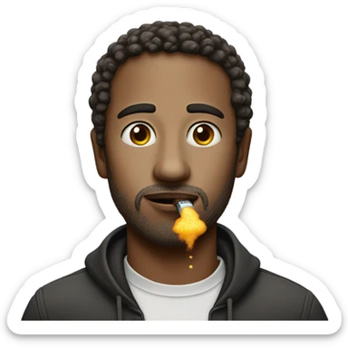 Man with sugar on face with lighter sticker