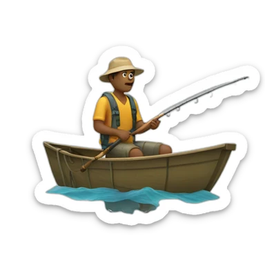 guy fishing sticker