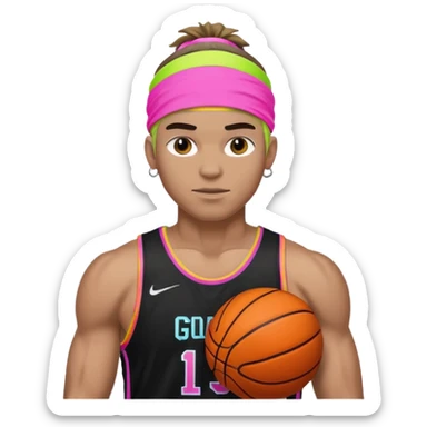 Basketball guy with neon headband sticker