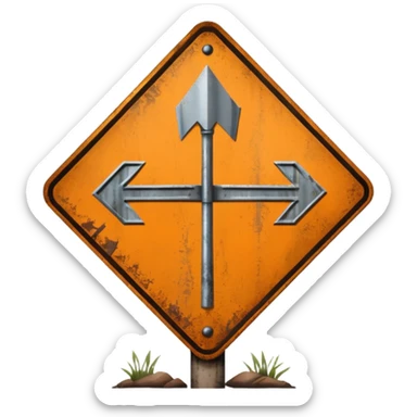 Forked road sign sticker