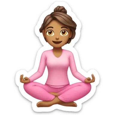 chica haciendo yoga con traje rosa claro sticker
