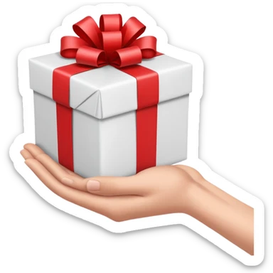 one hand offering a present, simple, clear, no text sticker