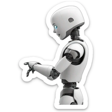 robot stretch left hand, Waist Shot, lateral view sticker