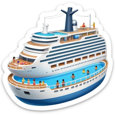 A big ship with a big pool and kitchen with 1000s of people on it sticker