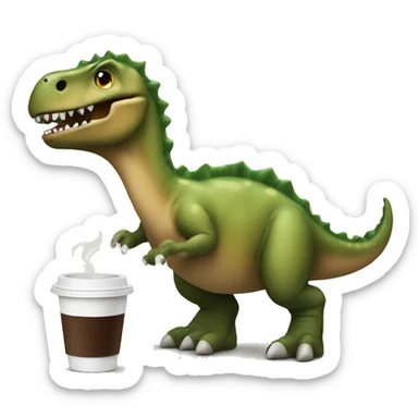 Dino with coffee sticker
