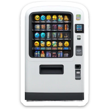 scifi vending machine, sci-fi concept machine, cute, isometric, pixel smiley face sticker
