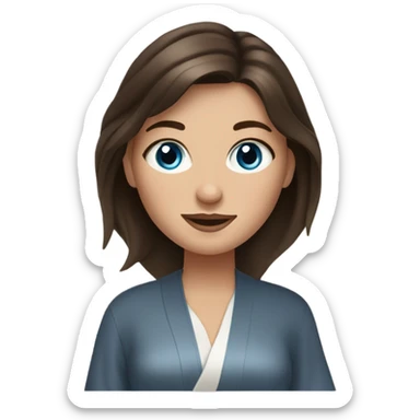 In Robe Spa day white girl brunette blue eyes freackles sticker