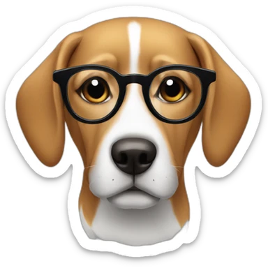 A dog wearing glasses sticker