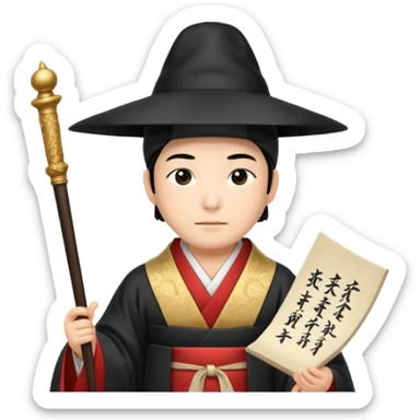 Japanese Court Lord Elegant noble in long robes with tall hat, holding a scroll of orders.
 sticker