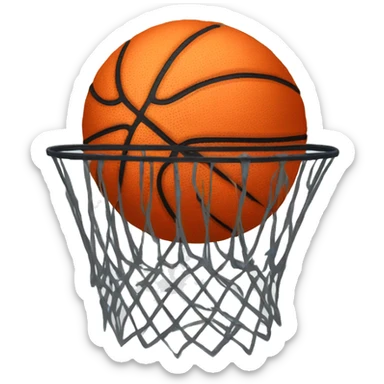 Un balónde basquetbol con fuego y una corona arriba del balón sticker