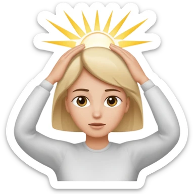 Hands on head sending a white beam from between eyes sticker