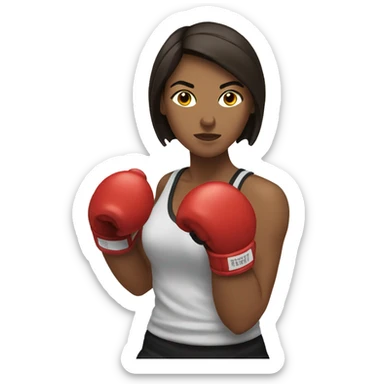 Brunette woman boxer throwing a punch sticker