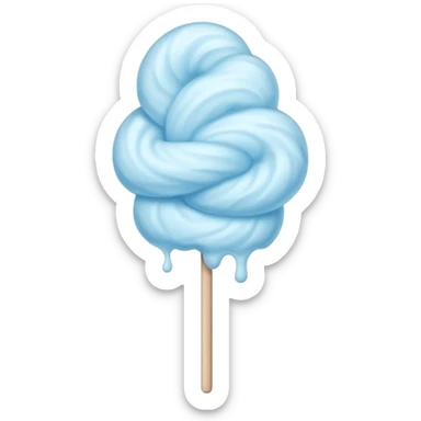 fluffy pastel blue cotton candy on a stick sticker