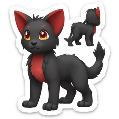 Cute cool black red animal hybrid Fakemon full body sticker