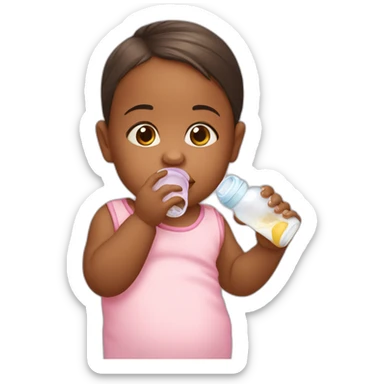 baby girl drinking from the feeding bottle sticker