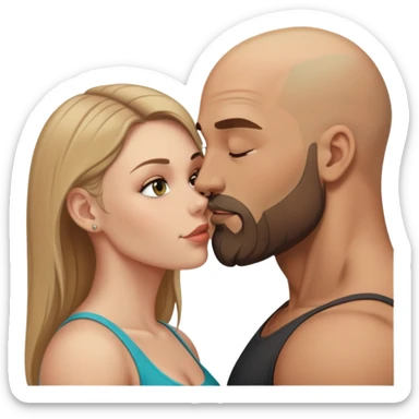 Beautiful dark blonde making out her muscular bald beard husband sticker