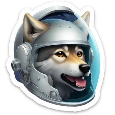 Wolf head in space helmet with wolf ears sticker