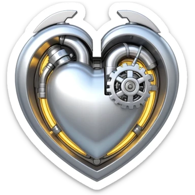 sorayama heart glossy metal parts glow lights inside sfw sticker