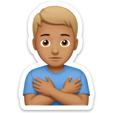 Man, cold and wearing a t-shirt, hugging himself sticker