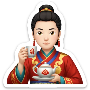 Lu bu squinting while drinking tea  sticker