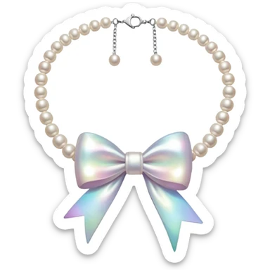  Pearl necklace with bow sticker