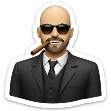 bald guy with beard and sunglasses and a cigar in his mouth sticker