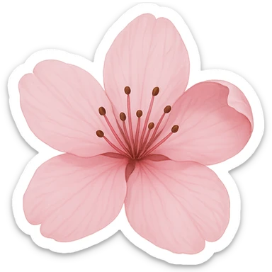 pink cherry blossom with a curled petal, no background sticker