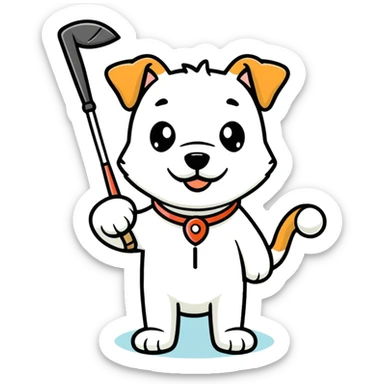 Dog with golf club sticker