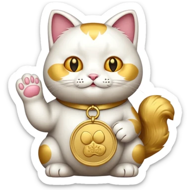 Lucky cat with coin in hand sticker