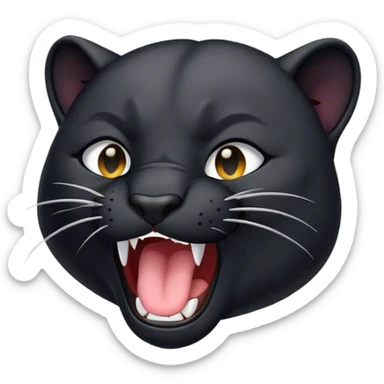 Cinematic Cute Yawning Panther Portrait Emoji, Head tilted slightly with a dramatic, wide-open yawn, showcasing a sleek, shadowy form with drowsy, half-closed eyes and a relaxed, open expression, Simplified yet irresistibly adorable features, highly detailed, glowing with a soft, cozy dark glow, high shine, relaxed yet expressive, stylized with a dash of whimsical elegance, soft glowing outline, capturing the essence of a drowsy yet affectionate jungle guardian that appears ready to stretch out for a nap! sticker