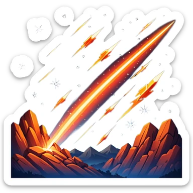 A dramatic, fiery meteor shower streaking across the night sky, with shooting stars blazing their trails sticker
