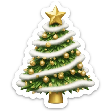 Christmas tree with white and gold decorations sticker