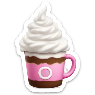 Pink coffee with whipped cream sticker