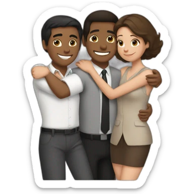 Hug between a Bond girl an brown boy sticker