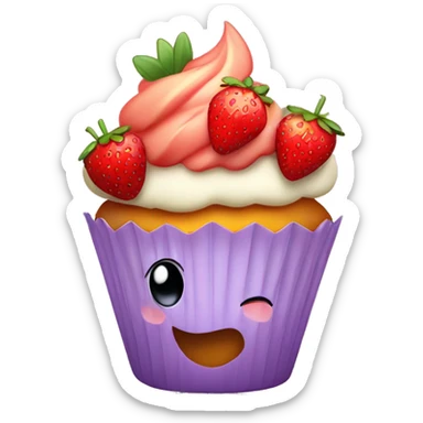 Cupcake strawberry with honey in top sticker