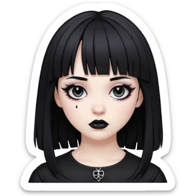 goth girl with black hair and bangs sticker