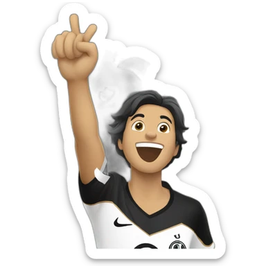 A Corinthians fan celebrate the victory.Try the real logo of Corinthians sticker