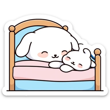 cinnamoroll character sleeping in bed sticker