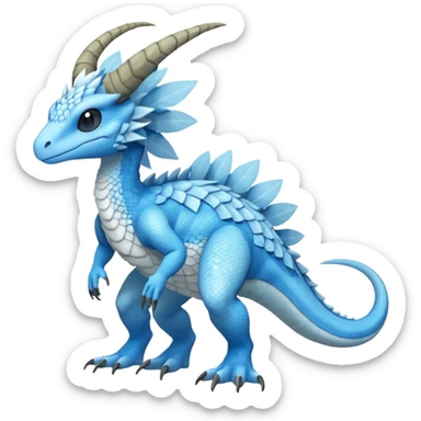 Raptorik reptilian scaley feathery horned Amaura-Aurorus-Pokémon-Fakémon-hybrid-fusion-creature, full body sticker