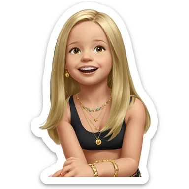 blonde girl with jewelry sticker