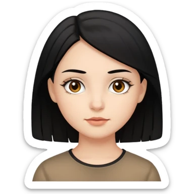 Siyah saçlı (kısa saç) kız beyaz tenli açık orta kahve gözlü kahverengi kaşlı sticker