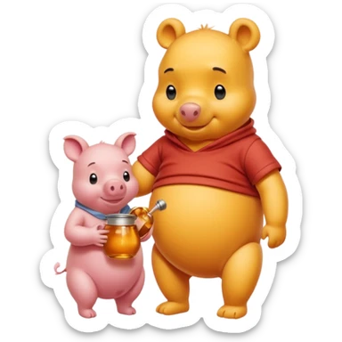 winnie the pooh whole body with honey and Piglet sticker