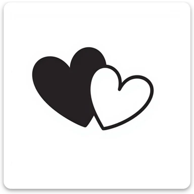 two hearts hand drawn doodle style sticker