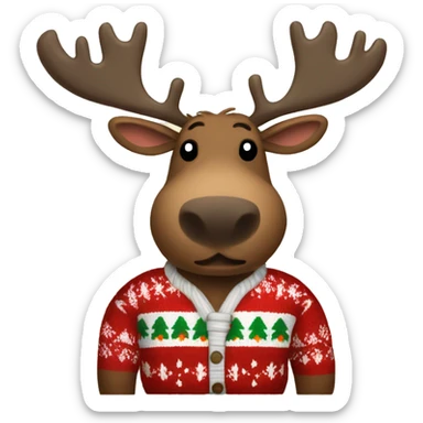 Moose with christmas sweater sticker