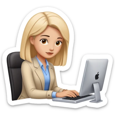 Woman working on her computer sticker