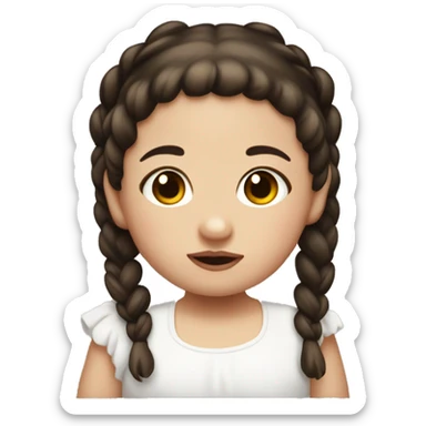 White little brown-eyed baby with two dark pigtails, plump lips sticker