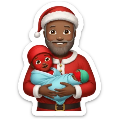 black Santa holding baby  sticker